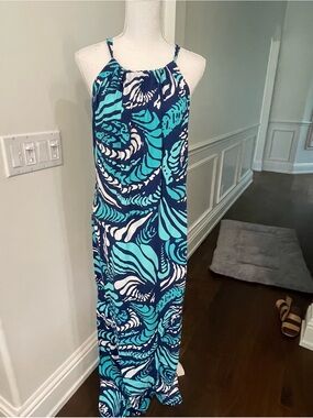 escapada Mint, Teal & Navy Abstract Print Dress